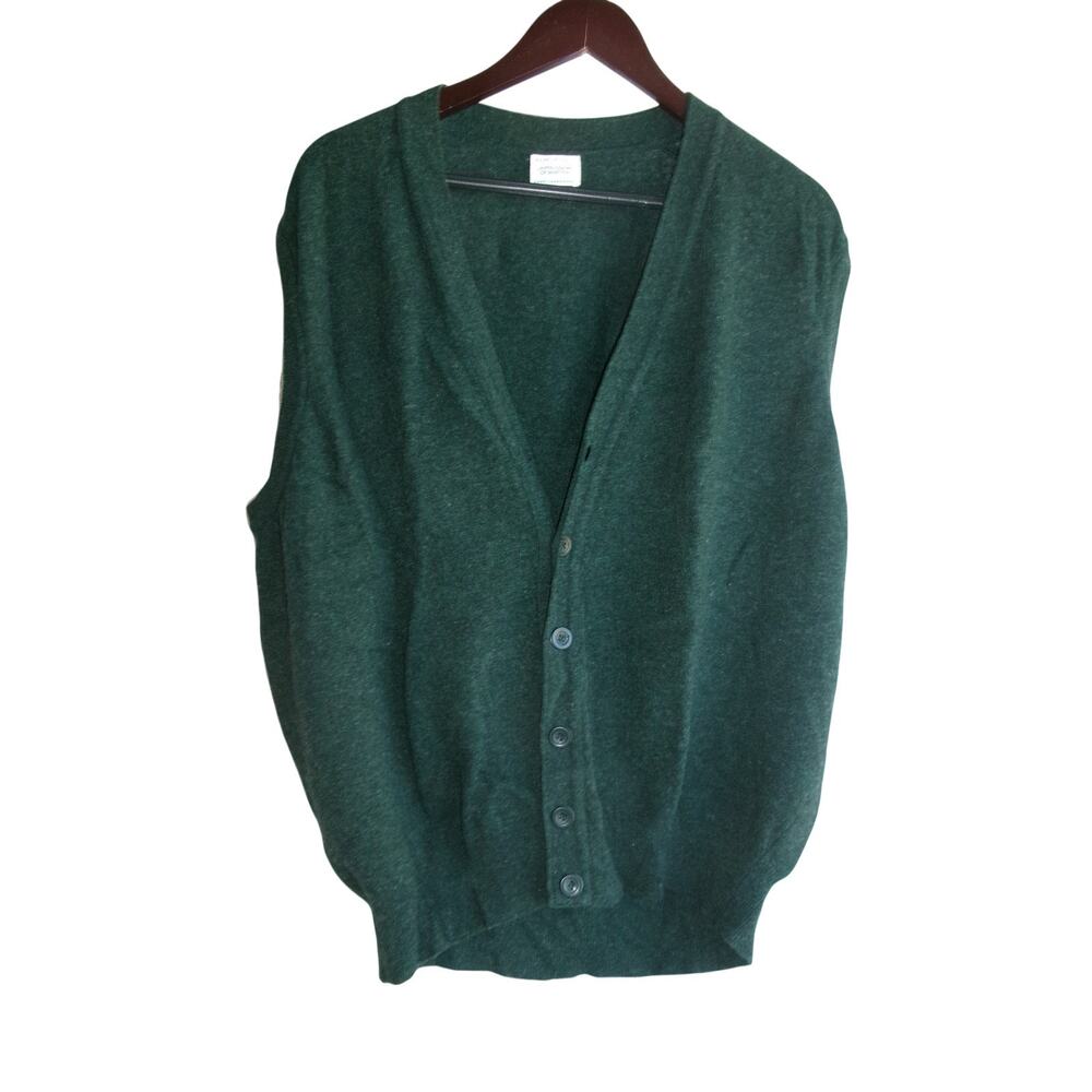 Benetton Pure Lambswool green Button Front Cardigan Sweater XL Italy